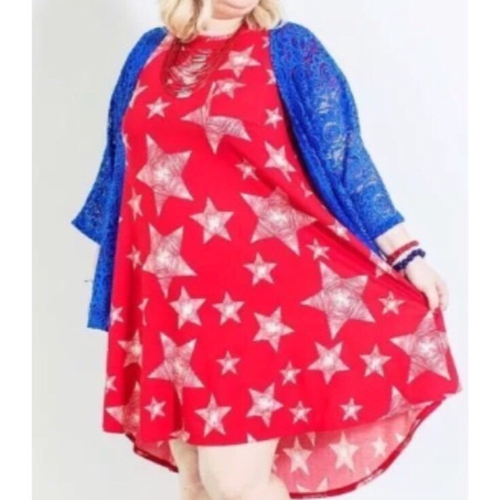 LuLaRoe | Size XXS Red/White Star Carly Dress